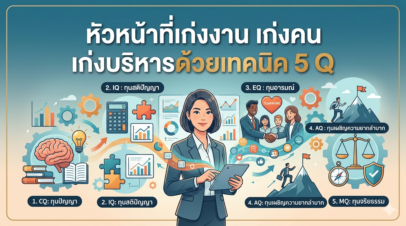 หลักสูตร หัวหน้าที่เก่งงาน เก่งคน  เก่งบริหารด้วยเทคนิค 5 Q