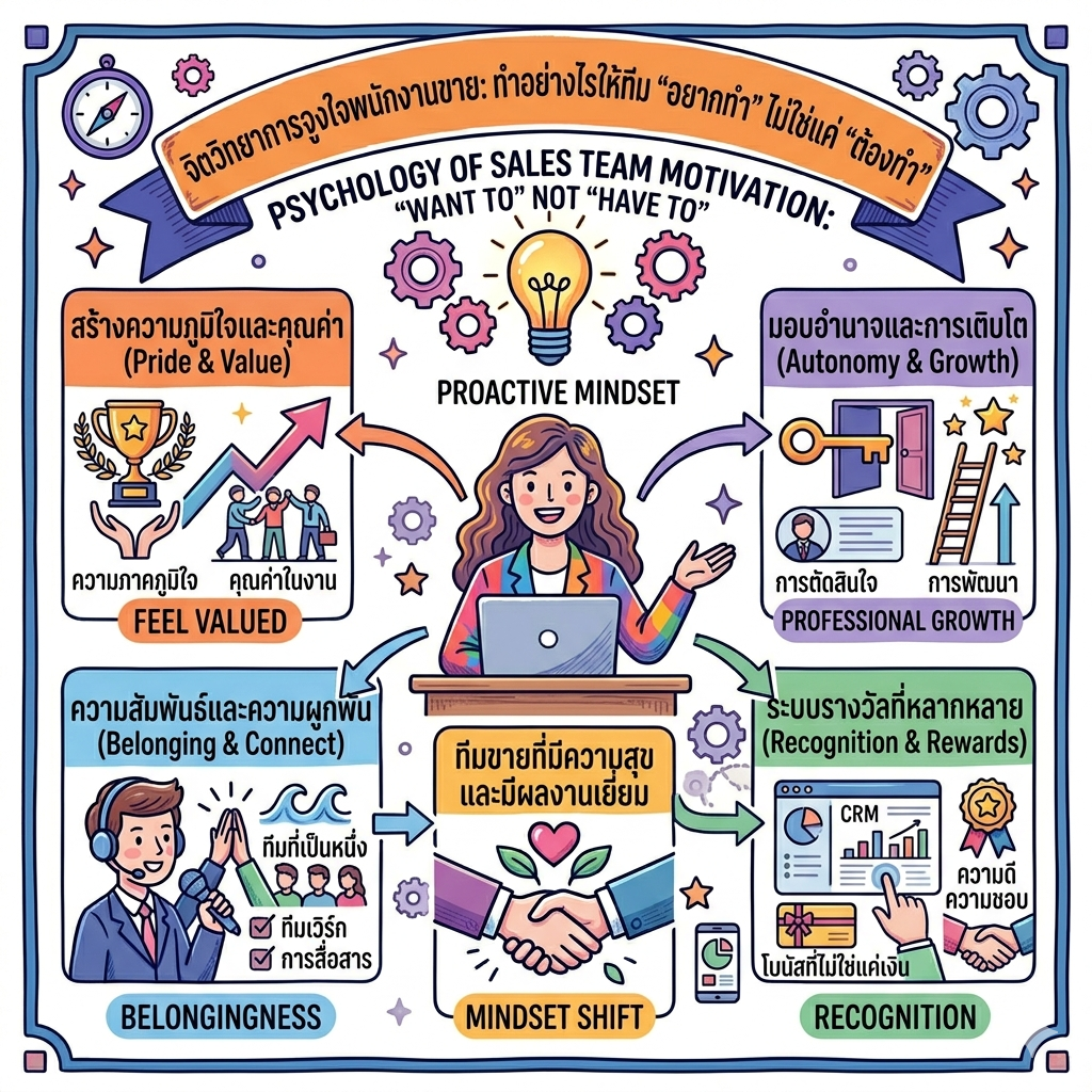 จิตวิทยาการจูงใจพนักงานขาย: ทำอย่างไรให้ทีม “อยากทำ” ไม่ใช่แค่ “ต้องทำ”