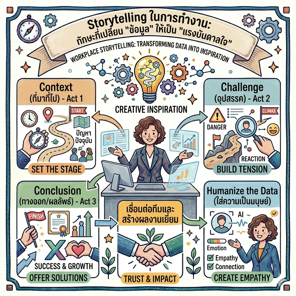 Storytelling ในโลกการทำงาน: ทักษะที่เปลี่ยน "ข้อมูล" ให้เป็น "แรงบันาลใจ"