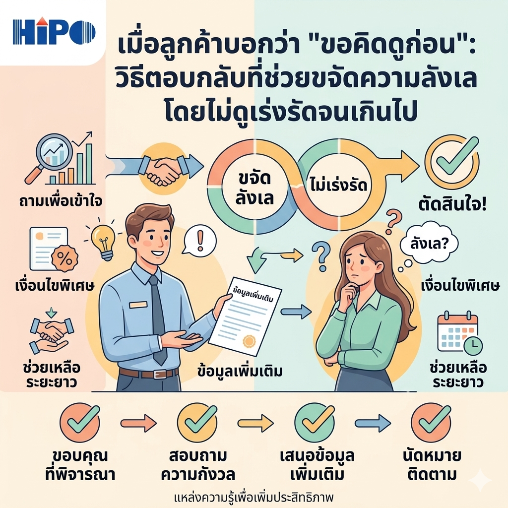 เมื่อลูกค้าบอกว่า "ขอคิดดูก่อน": วิธีตอบกลับที่ช่วยขจัดความลังเลโดยไม่ดูเร่งรัดจนเกินไป